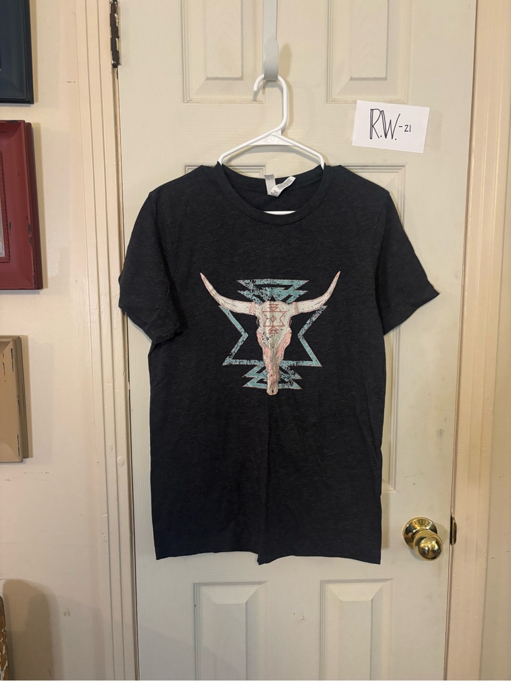 Bella Canvas Black Short-Sleeve Tee with Bull Skull Graphic